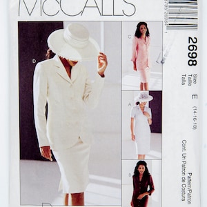 McCall&#39;s Sewing Pattern 2698, Misses&#39; Lined Dress, Jacket, Skirt, Size 14-16-18, UNCUT (factory folded) Year 2000
