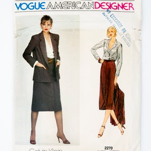 Vogue Sewing Pattern 2270, Calvin Klein, Misses&#39; Jacket, Skirt, Blouse, Vintage Pattern, Vogue American Designer, Size 8, CUT, Year 1985