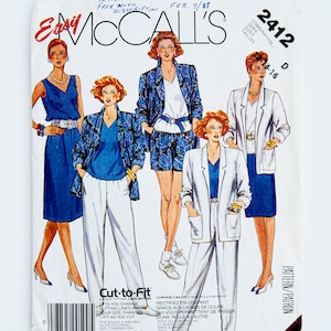 McCall&#39;s Sewing Patterns 2412, Misses&#39; Jacket, Top, Skirt, Pants, Shorts, Vintage Pattern, Easy to Sew, Size 12-14-16, UNCUT (FF), Year 1986