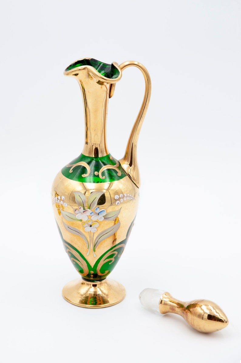 Vintage Murano Glass Decanter Set With Five Small Glasses 24K Etsy