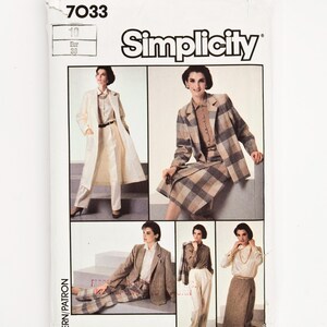 Simplicity Symönster 7033, Vintagemönster, Misses' Go-Everywhere, Byxor, Kjol, Blus, Jacka, Kappa, Storlek 10, År 1985