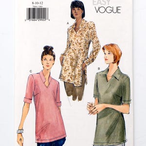 Vogue Sewing Pattern 7064, Misses&#39; Tunic, Vintage Pattern, Very Easy Vogue, Size 8-10-12, UNCUT (factory folded), Year 1999