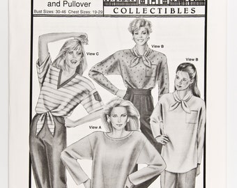 Ann Person Collectibles Stretch & Sew Pattern 329, Vintage Pattern, Tie Front "T" and Pullover, Bust Size 30-46, Chest: 19-29, UNCUT 1994