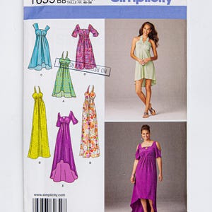 Simplicity Sewing Pattern 1659, Misses&#39; Dress, Designer&#39;s Inspiration, Evening Dress, Daily Dress, PLUS Size 20W-28W, UNCUT (FF), Year 2013