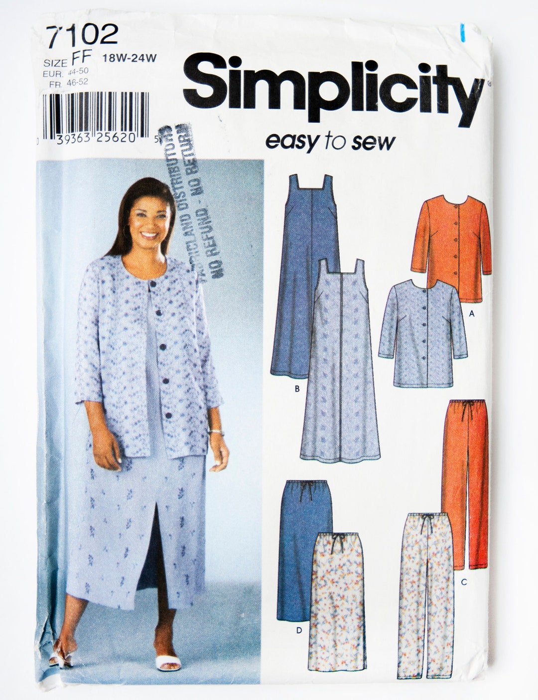 Simplicity Sewing Pattern 7102, Misses' Dress, Jumper, Jacket, Shirt