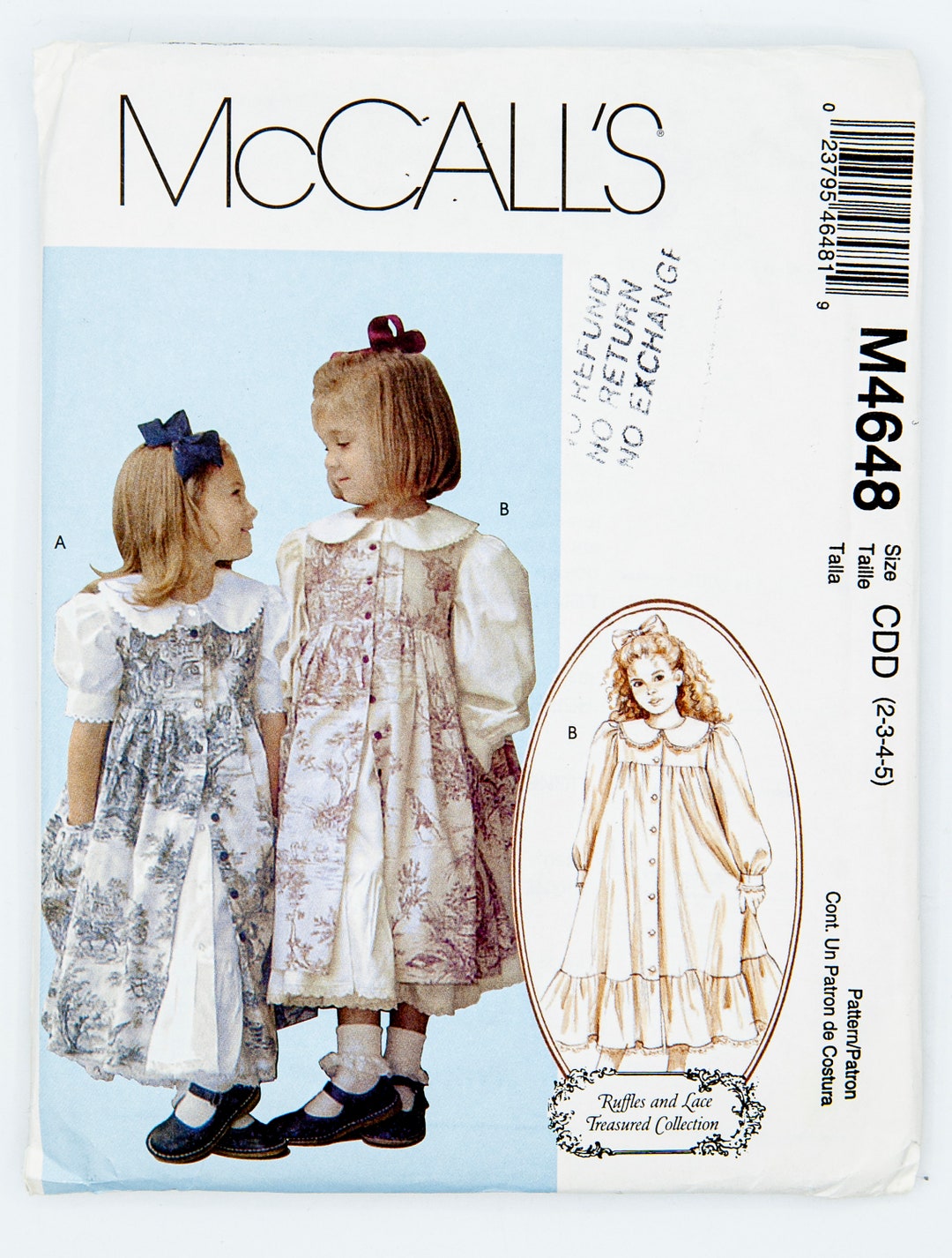 Mccall's Sewing Pattern 4137, Children's / Girls' Dress, Size 2-3-4-5 ...