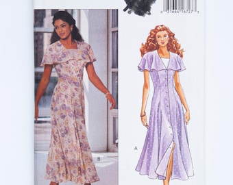 Vintage Butterick 6873 Jessica Howard Cape Collar Maxi Dress Pattern Size 12-16 UNCUT