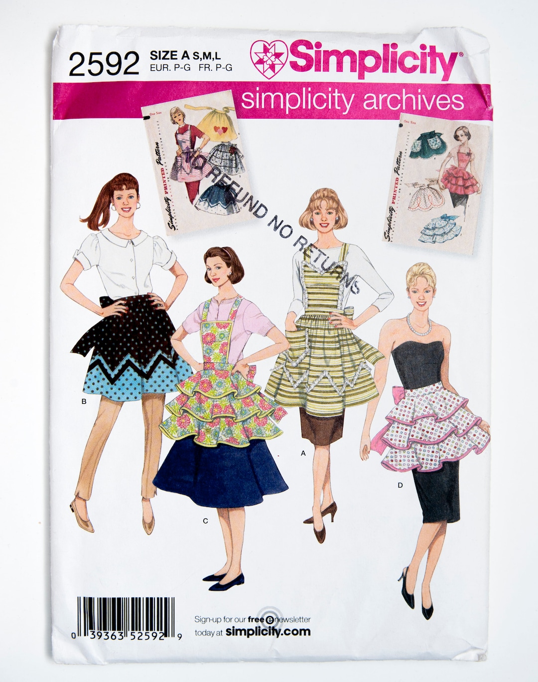 Simplicity Sewing Pattern 2592, Misses' Aprons, From Vintage Simplicity ...