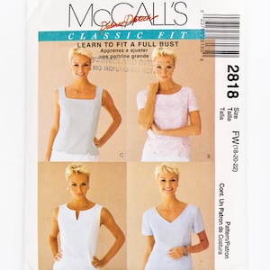 McCall's Sewing Pattern 2818, Misses' Top, Classic Fit, Vintage Pattern, Size 18-20-22, UNCUT (factory folded), Year 2000