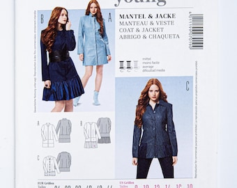 Burda Young Sewing Pattern 7019, Burda Misses' Coat, Jacket, Size 8-18, UNCUT (factory folded), Year 2013