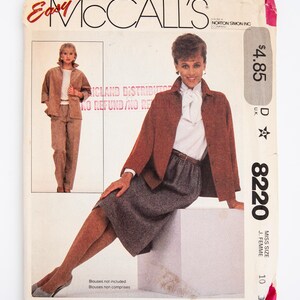McCall&#39;s Sewing Pattern 8220, Misses&#39; Jacket, Skirt, Pants, Vintage Pattern, Size 10, PARTLY CUT (complete), Year 1982