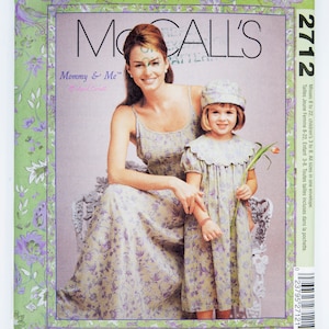 McCall&#39;s Sewing Pattern 2712, Mommy and Me, Misses&#39;/ Children&#39;s/Girls Dress, Hat, Size Misses&#39; 8-22/ Girls&#39; 3-8 UNCUT (factory folded), 2000