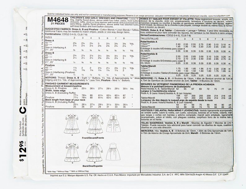 Mccall's Sewing Pattern 4137, Children's / Girls' Dress, Size 2-3-4-5 ...