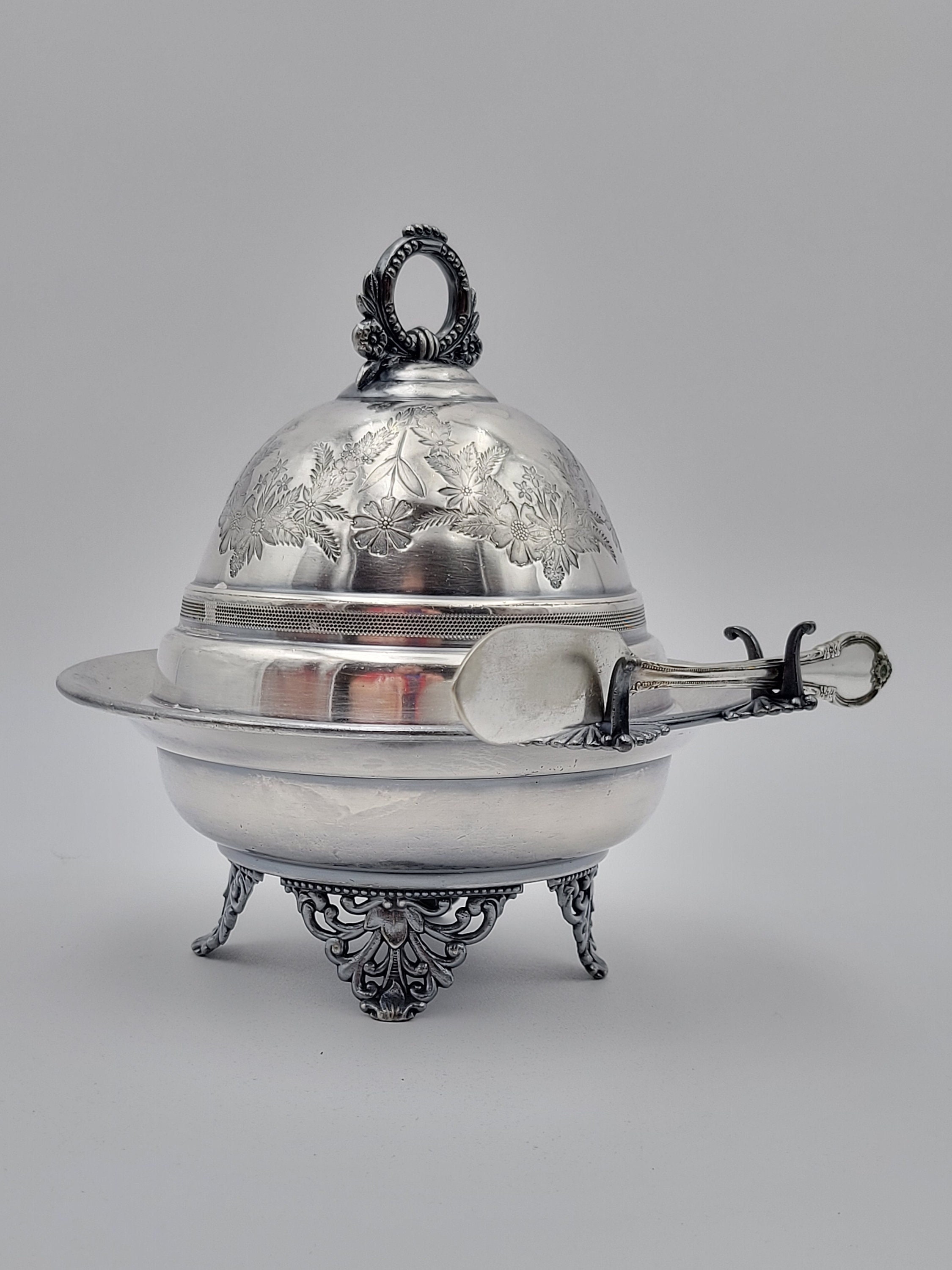 アンティークシルバー　バターディッシュ アンティーク バターディッシュセット NICKEL SILVER