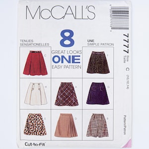 McCall&#39;s Sewing Pattern 7777, Vintage Pattern, Cut-to-Fit, Easy to Sew, Misses&#39; Skirt, Size 10-12-14, UNCUT (factory folded), Year 1995