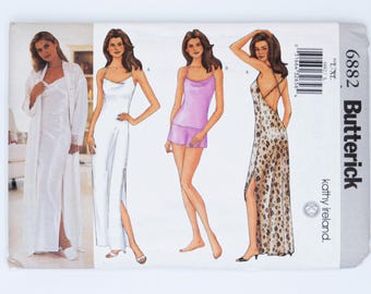 Butterick 6882 Kathy Ireland Lingerie Robe Gown Camisole Shorts Pattern L-XL UNCUT