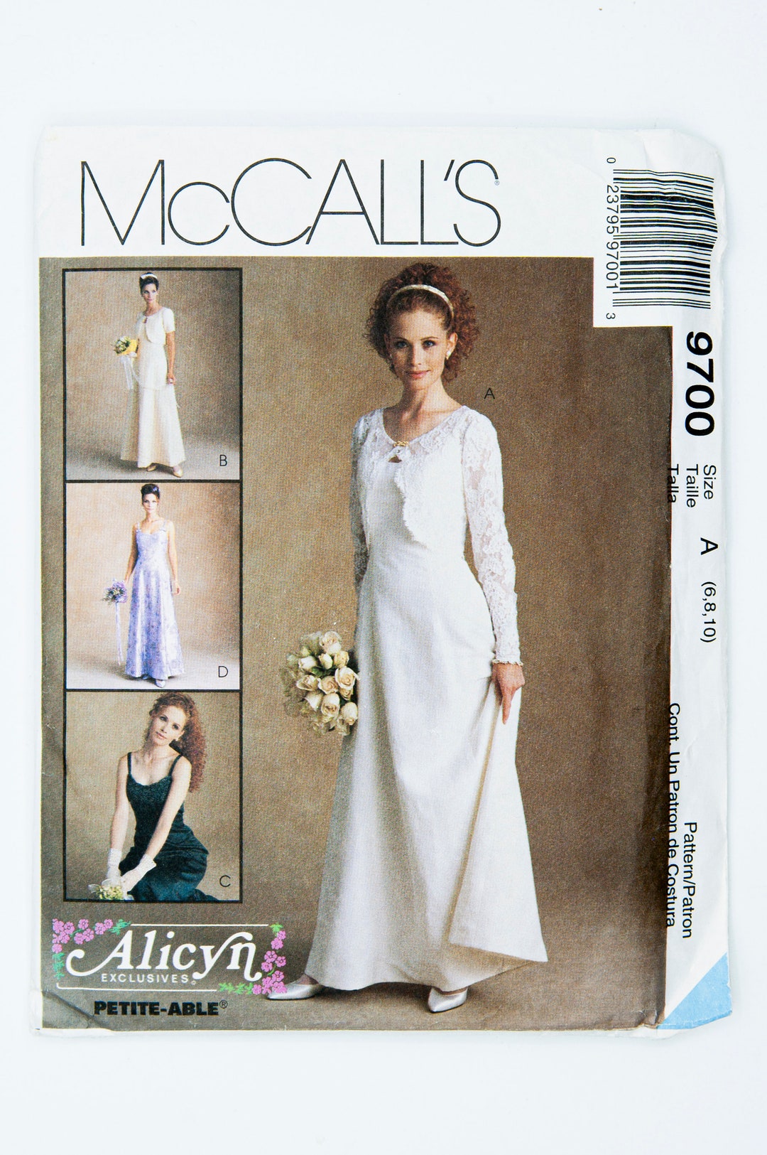 Mccall's Sewing Pattern 9700, Wedding Dress, Vintage Pattern, Size A (6 ...