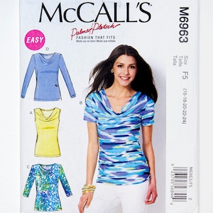McCall&#39;s Schnittmuster 6963, Misses Top, einfach zu nähen, Palmer Pletsch, Fashion that Fits, Größe 16-24, UNCUT (fabrik gefaltet), Jahr 2013