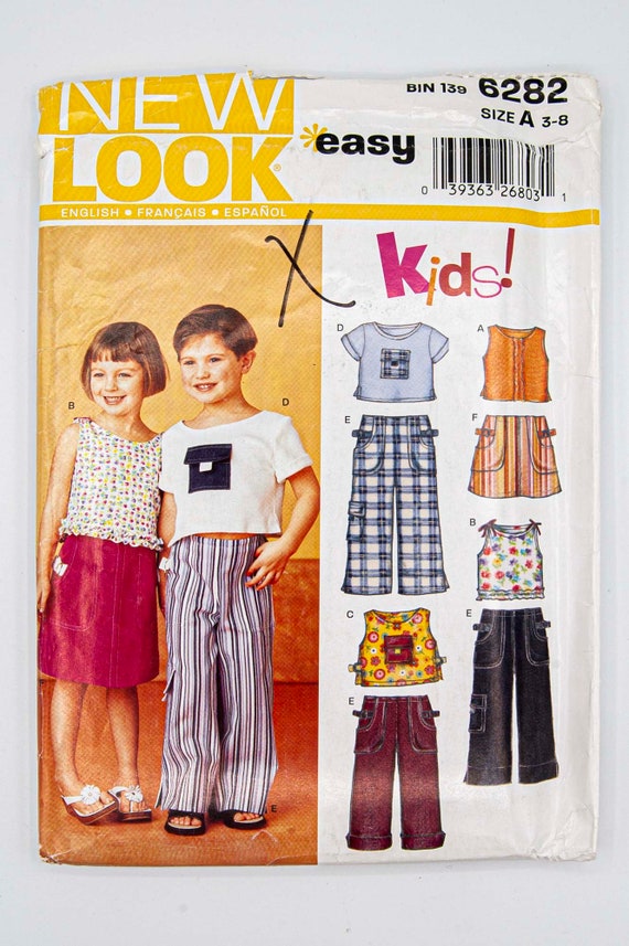 NEW LOOK Sewing Pattern 6282 ,kids' Pants, Top, Skirt, Easy to Sew