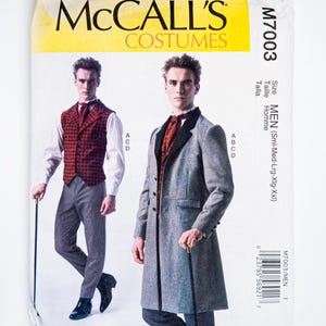 McCall's Costumes Sewing Pattern 7003, Historic Gentleman Costume, Men's Vest, Coat, Pants, Tie Size S-XXL, UNCUT (factory folded) Year 2014