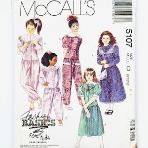 McCall es Schnittmuster 5107, Vintage-Muster, Mädchenkleid, Overalls, Größe 8-10-12, UNCUT, Jahr 1990