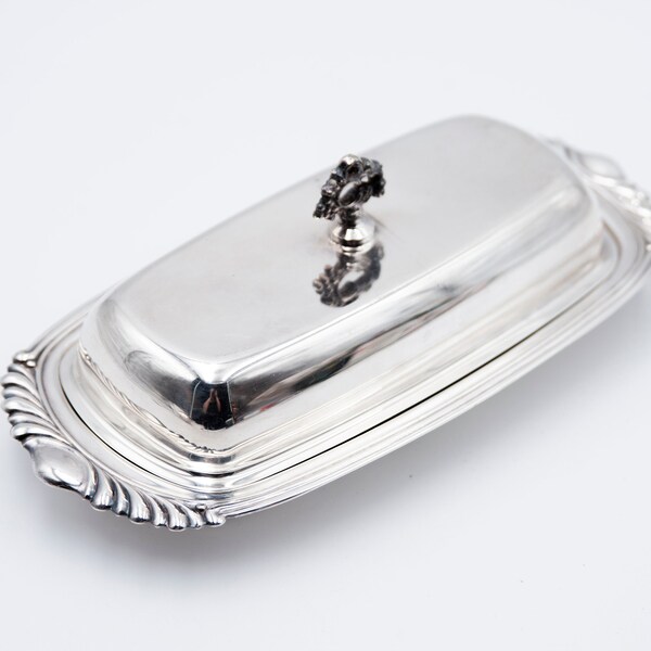 Silver Butter Dish With Glass Insert and Knife Etsy