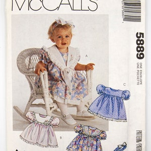 McCall&#39;s Schnittmuster 5889, Säuglinge Kleid und Stirnband, Vintage-Muster, Größe S-XL, UNCUT, Jahrgang 1992