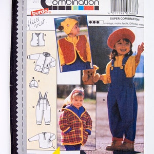 May include: A vintage Burda sewing pattern featuring children's clothing designs. The pattern includes illustrations of a fleece vest, jacket, overalls, and a hat. The cover displays images of children wearing the garments. The pattern number is 3683.