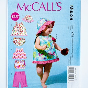 McCall&#39;s Sewing Pattern 6539, Infants&#39; Top, Skirt, Pants, Panties, Hat, Easy to Sew, Size NB-XL, UNCUT (factory folded), Year 2012
