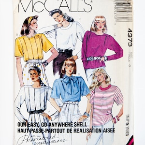 Patron de couture McCall's 4373, chemisier avec écharpe pour dames, motif vintage, taille 6, non coupé (plié en usine), année 1989