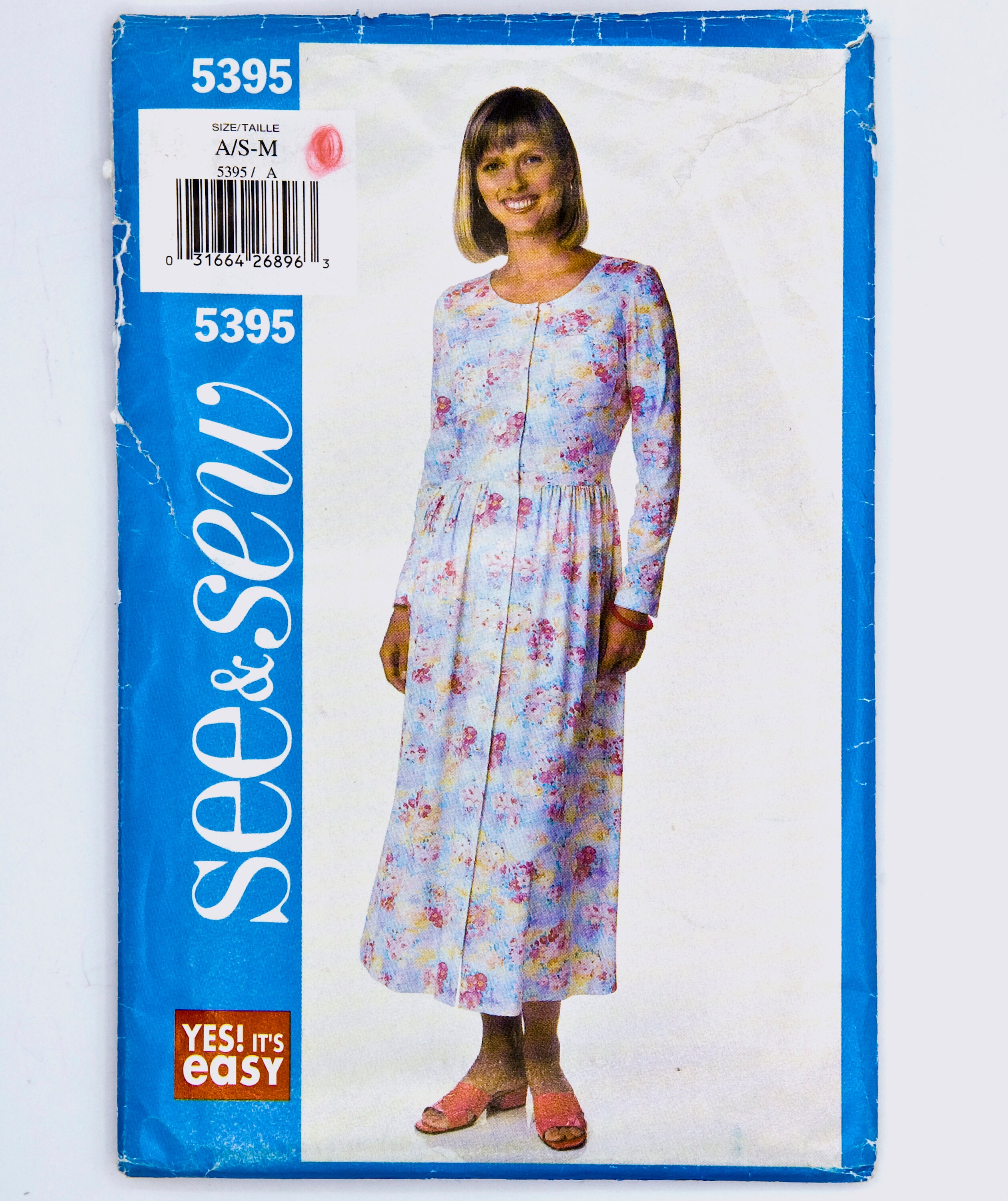 See N' Sew Sewing Pattern 5395, Misses' Dress, Easy to Sew, Vintage