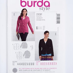Burda Style Sewing Pattern 7101, Burda Misses&#39; /Women&#39;s Jacket, Plus Size 18-34, UNCUT (factory folded), Year 2013