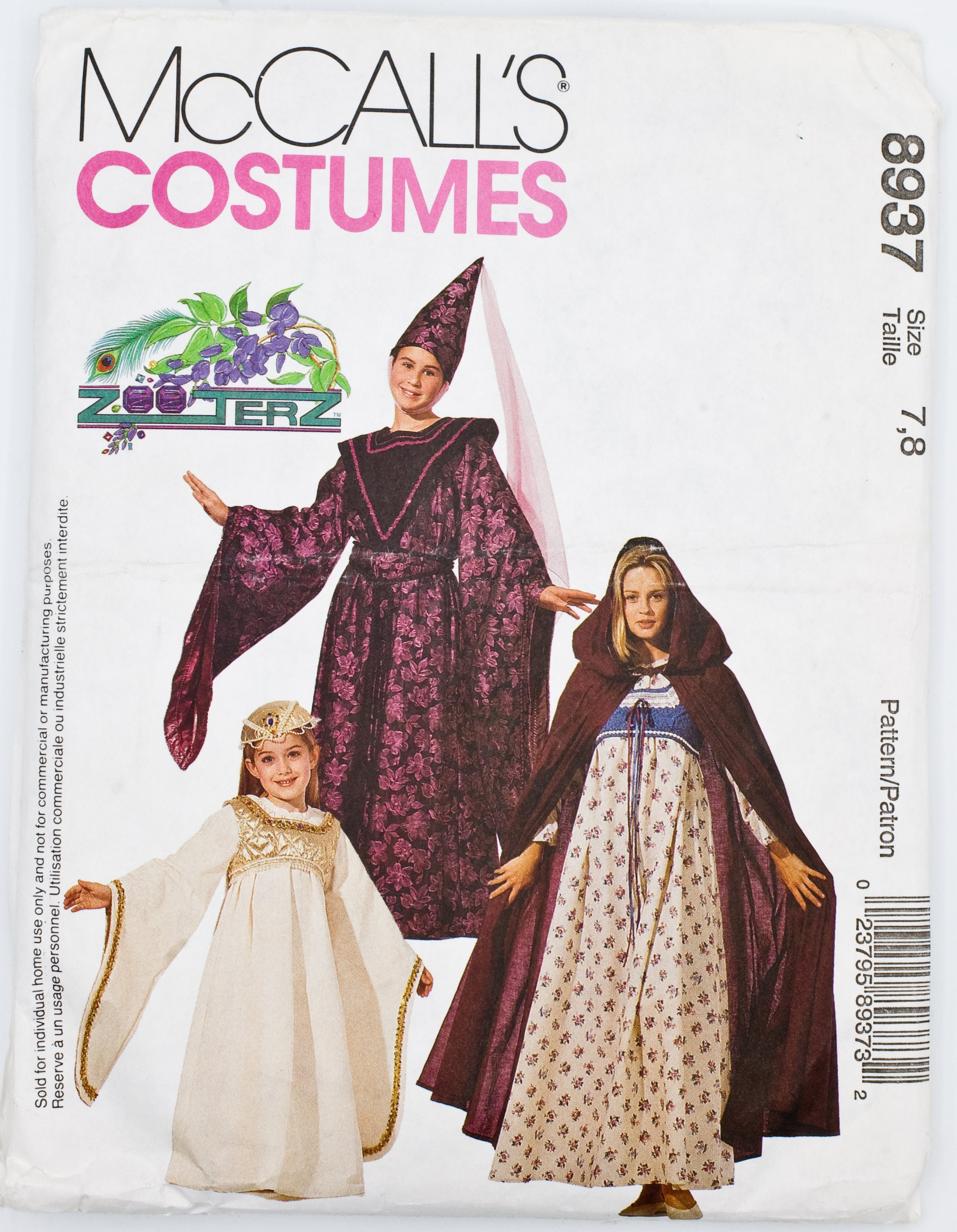 Mccall's Costumes Sewing Patterns 8937 for Halloween, Medieval Costumes