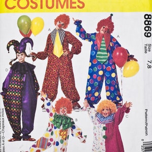 McCall&#39;s Costumes Sewing Patterns 8869 Easy to Sew Boy&#39;s/ Girls&#39; Assorted Halloween Clown Vintage Pattern Size 7-8, Cut (complete) Year 1997