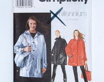Simplicity 8536 Millennium Oversized Hooded Coat Tote Bag Pattern XS-M UNCUT