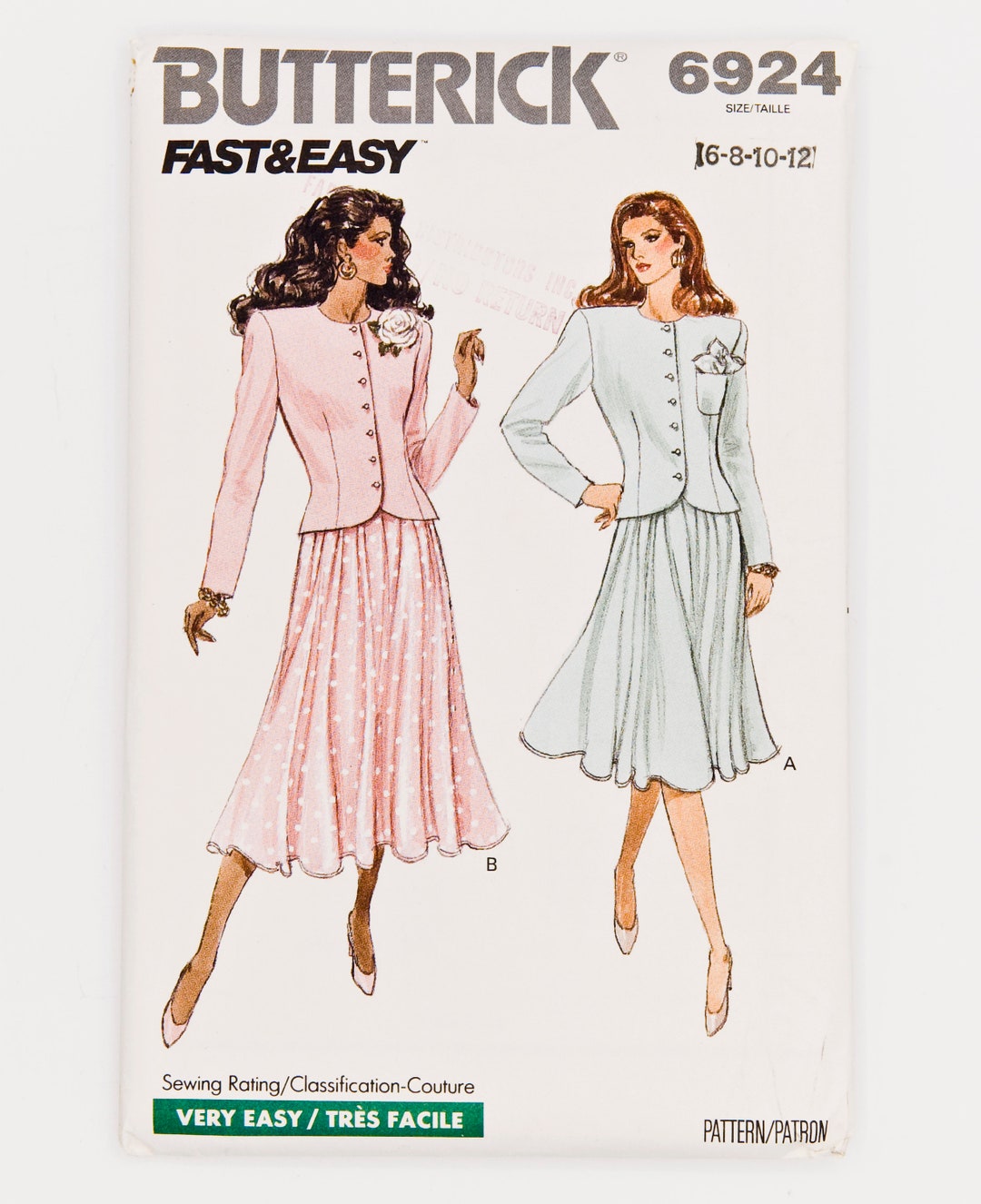 Butterick Sewing Pattern 6924, Vintage Pattern, Easy to Sew, Misses ...