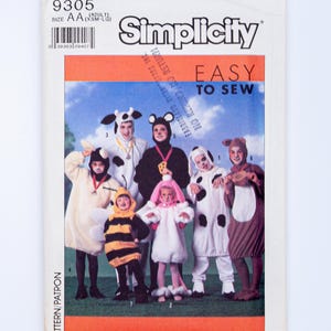 Vintage Simplicity 9305 Adult Animal Costume Pattern Dalmatian Cow Bee Mouse