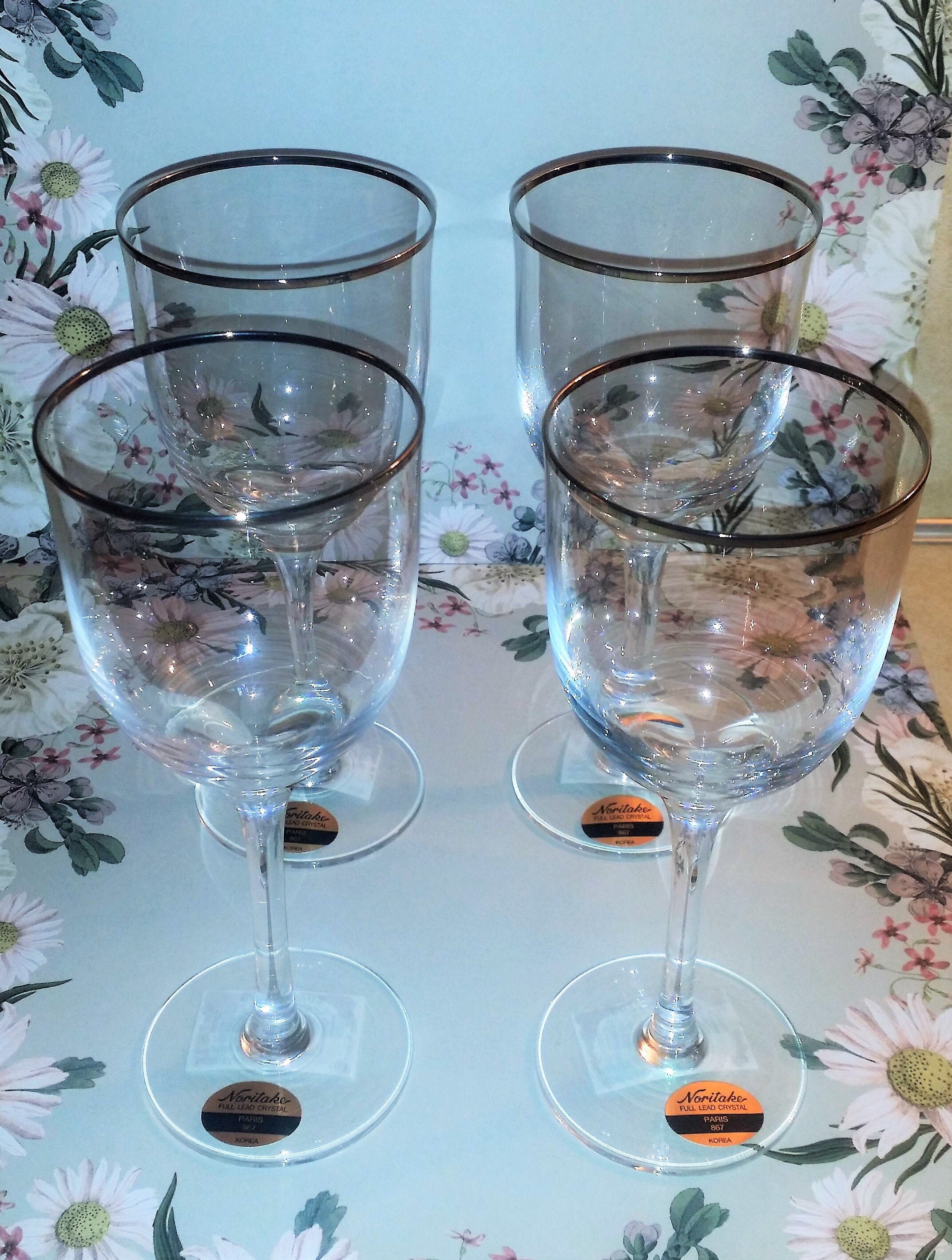 4 Noritake Paris Collection Full Lead Crystal Wine Glasses Etsy