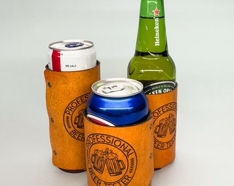 3 Customizable Leather Drink Sleeve (Koozies) SVG AI Laser Engraving Pattern Digital Files