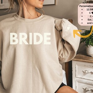 Personalize Bride Sweatshirt Initial Heart Sleeve Engagement Gift Unique Bridal Shower Gift Future Mrs Sweatshirt Customized Gift For Bride