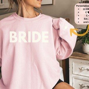 Personalize Bride Sweatshirt Initial Heart Sleeve Engagement Gift Unique Bridal Shower Gift Future Mrs Sweatshirt Customized Gift For Bride