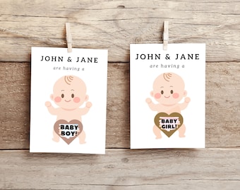 10 Gender Reveal Baby Shower Card Diaper Boy or Girl Gender Reveal Scratch Off Announcement Card New Baby Card Gender Reveal Party-Set of 10