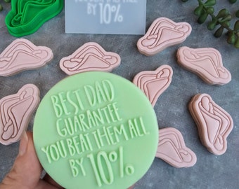Best Dad Guarantee - you beat them all by 10% Raised Cookie Stamp with Bunnings Snagga Cookie Cutter Set - Fathers Day Bunnings Dad Sausage