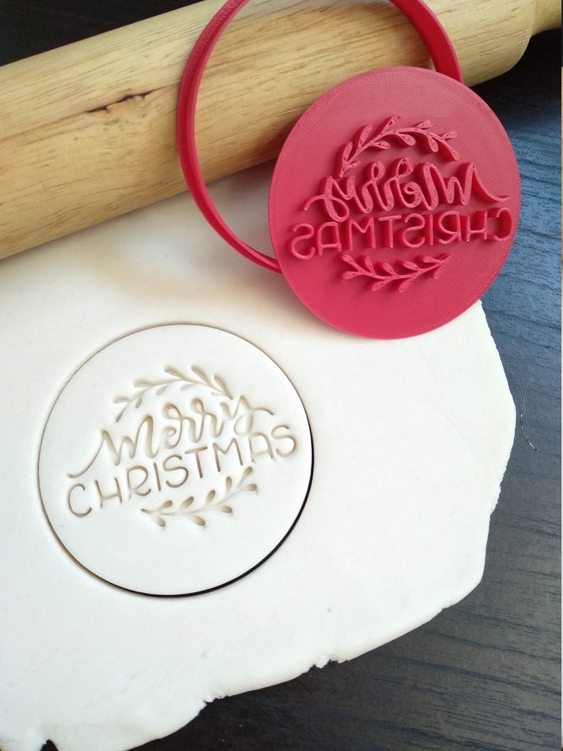 Merry Christmas Style 2 Cookie Fondant Embosser Stamp & Etsy