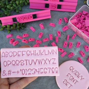 Quirky Alphabet Cookie Fondant Embosser Stamp Set (including 3 of each Letter & Number, 2 Stamp Holders) Custom Cookie Stamps