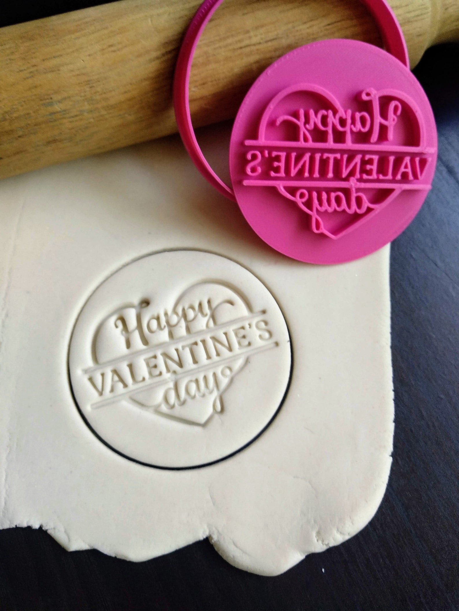 Happy Valentines Day Cookie Fondant Embosser Stamp and Cutter Etsy
