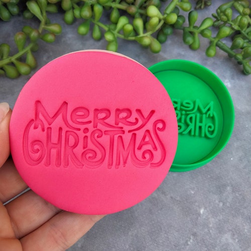 Merry Christmas Cookie Fondant Embosser Stamp & Cutter Etsy Australia