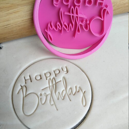 Happy Birthday style 2 Cookie Fondant Stamp & Cutters Etsy Australia
