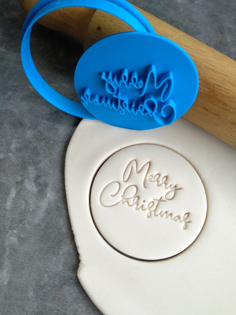 Merry Christmas style 4 Cookie Fondant Embosser Stamp & Etsy Australia