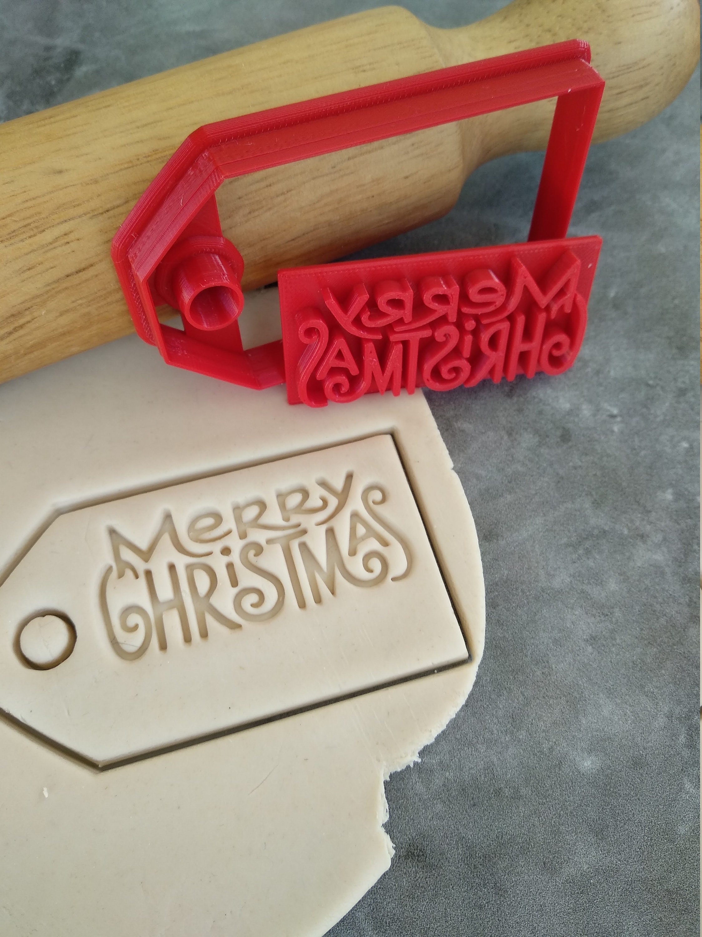 Merry Christmas Gift Tag Cookie Fondant Embosser Stamp & Etsy Australia